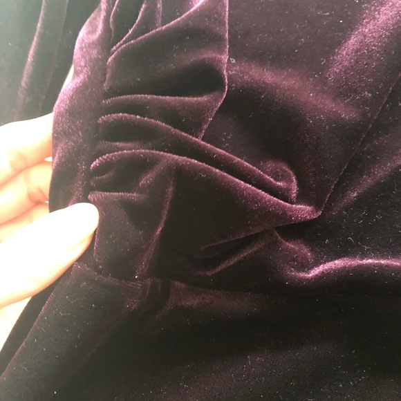 Calvin Klein Velvet Puff Sleeve Ruched Dress - Picture 14 of 16